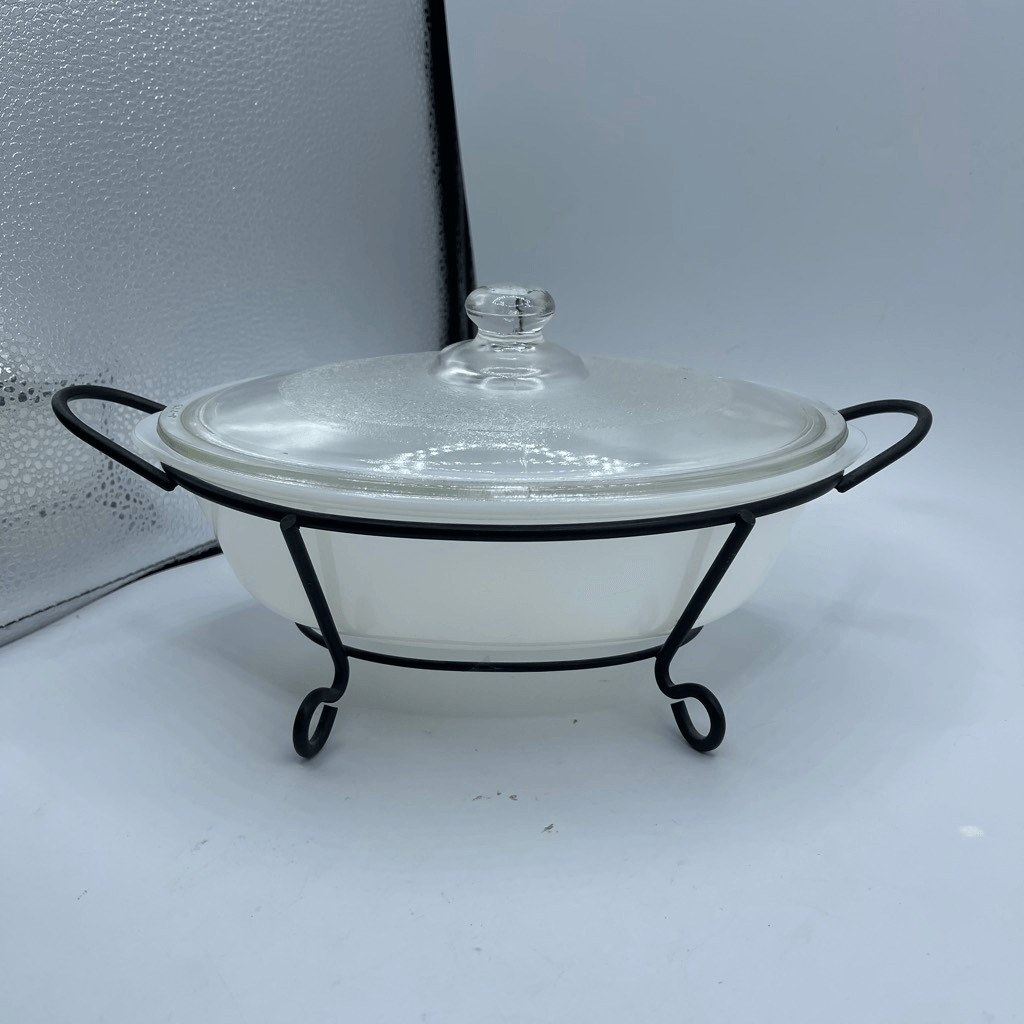 Vintage Glasbake 1QT lid and stand casserole dish.