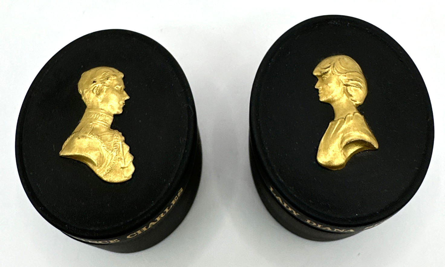 Wedgwood Royal Wedding 1981 Black Basalt Boxes Princess Diana Prince Charles Set
