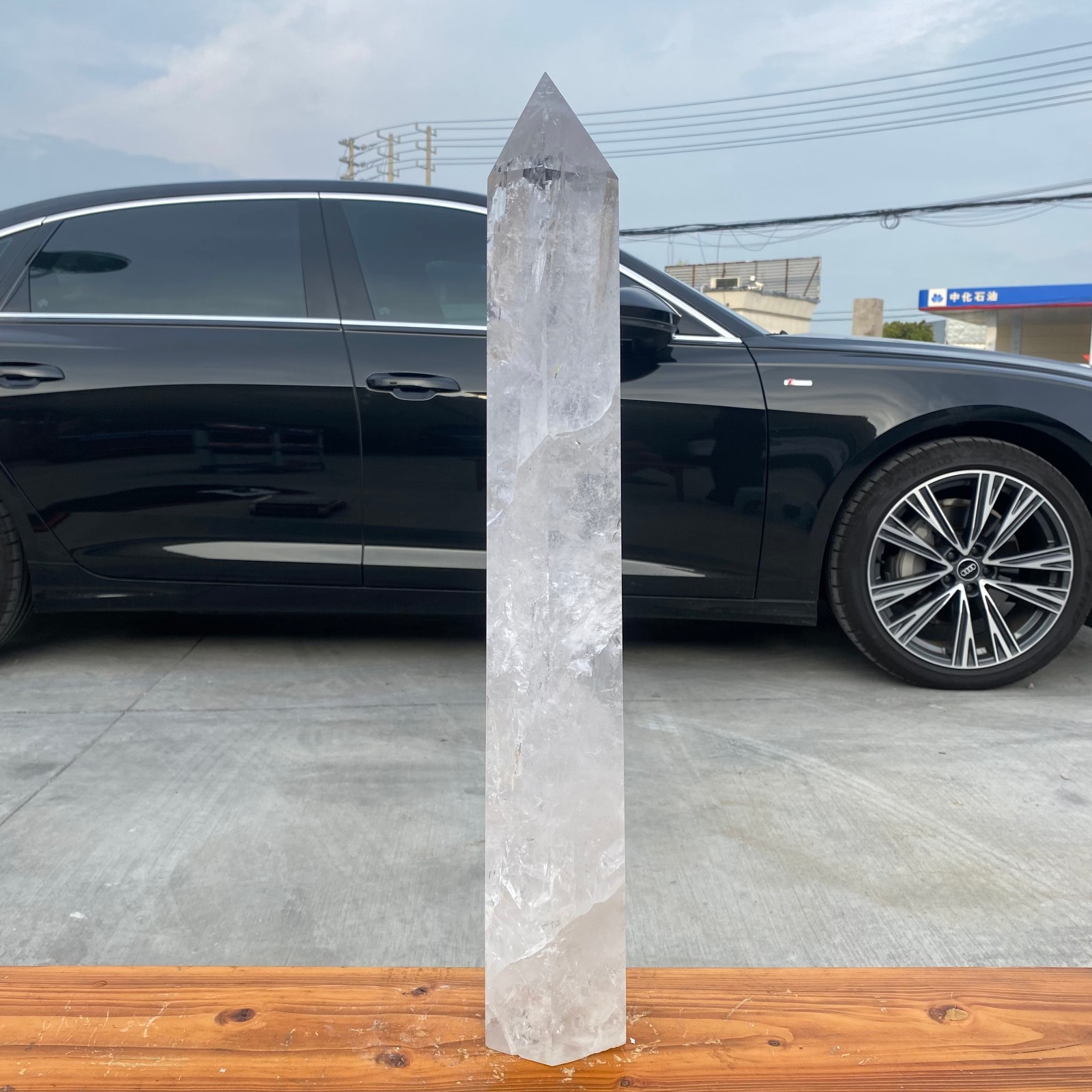 17.72LB Large Natural Clear White Crystal Obelisk Transparent Quartz Energy