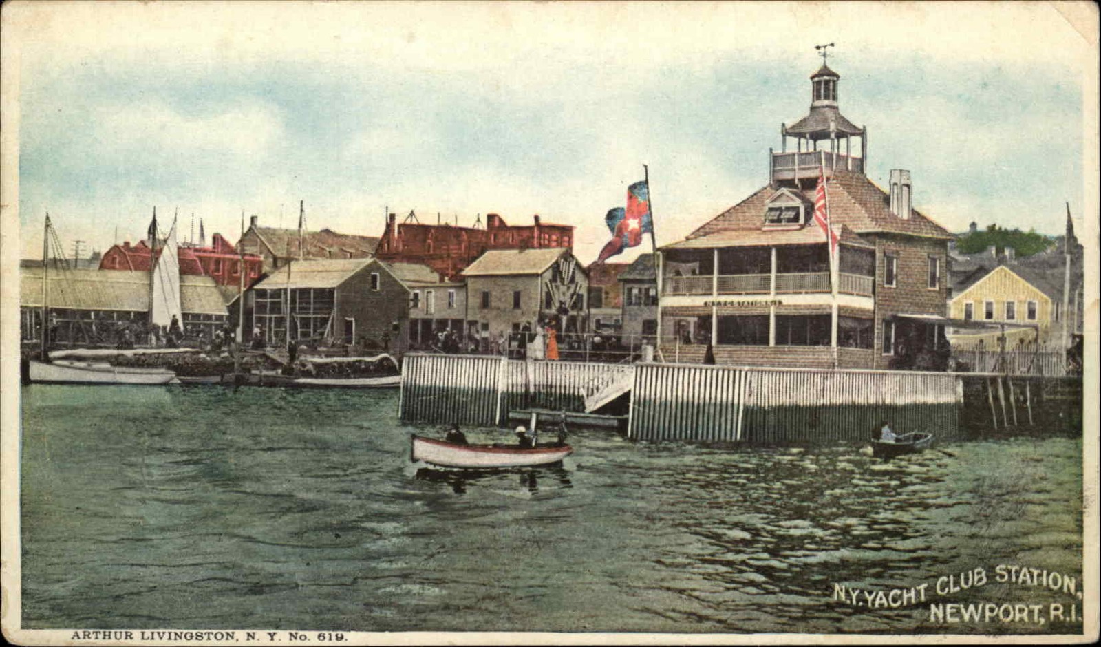 Newport RI Rhode Island NY Yacht Club Station c1900-20s Vintage Postcard