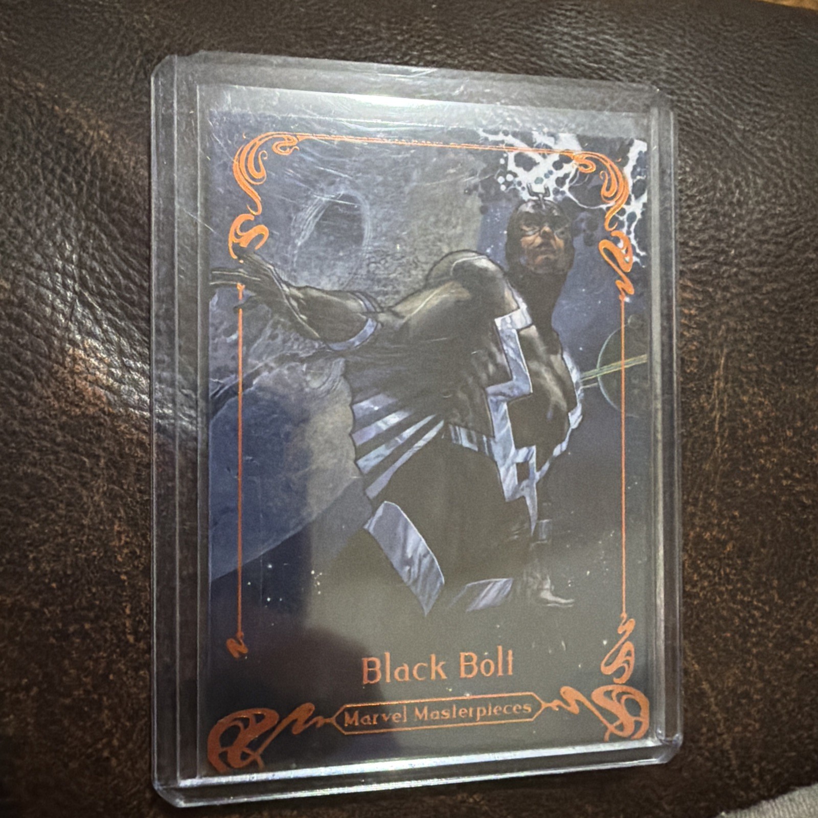 2018 Ud Marvel Masterpieces Level 3 Legendary Orange 78/99 Black Bolt #75