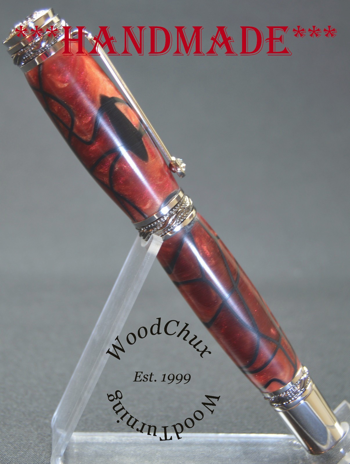Handmade Stained Glass Writing Pen & Resin Rollerball Or Fountain Pen ART 1585