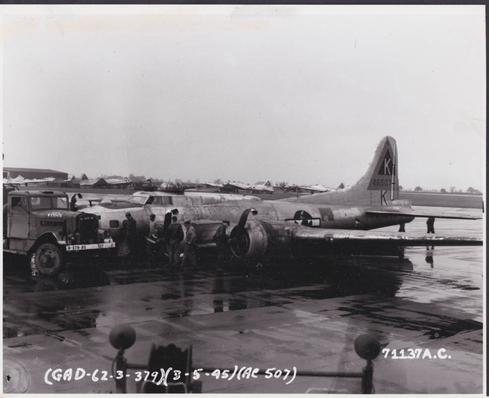 USAAF Boeing B17 Lucky Patch 379 BG 527 BS after crash England 5/3 1945 photo