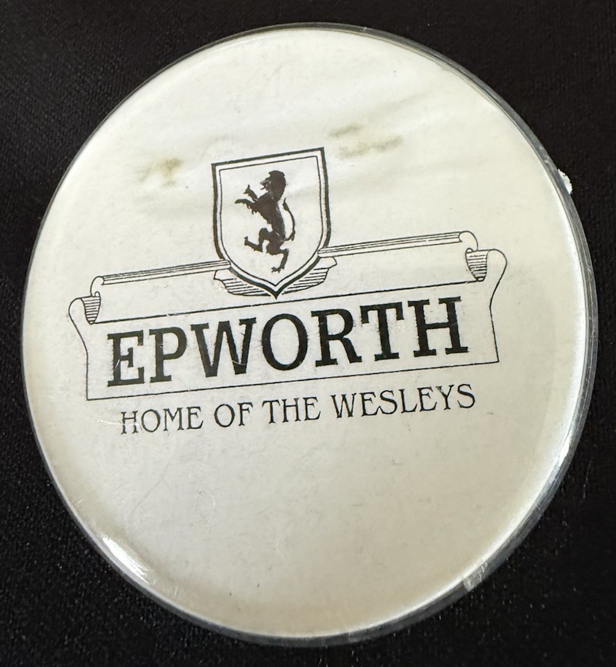 Vintage Epworth Home of the Wesleys Pinback Button 56mm Methodist