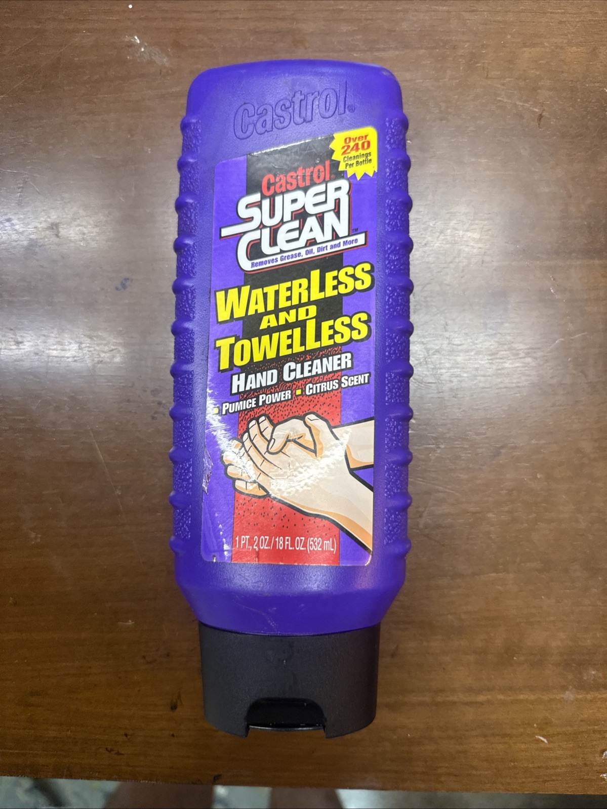 100% FULL CASTROL Super Clean Waterless & Towelless Hand Cleaner 18oz Purple HTF
