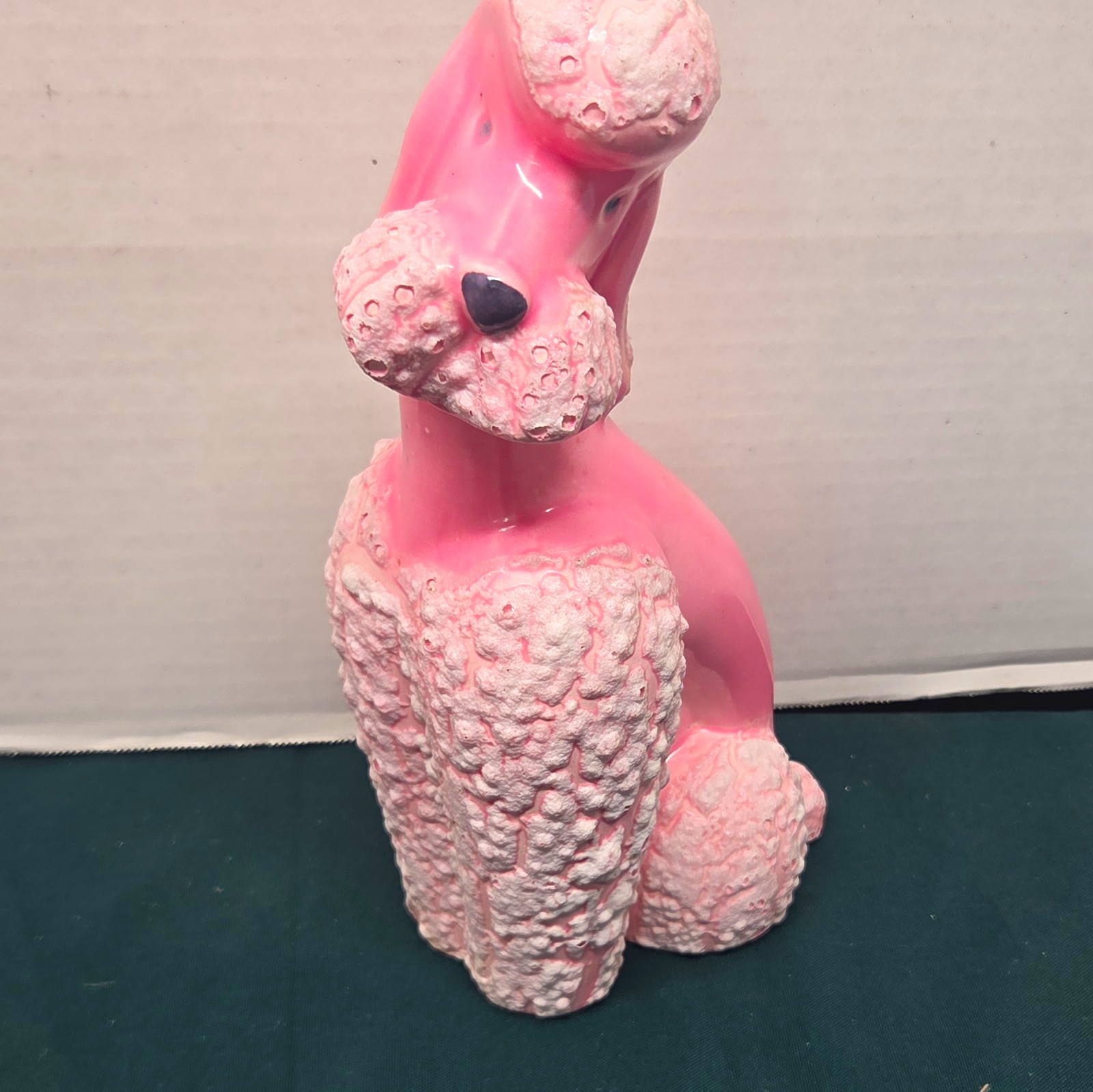 Pink Poodle Dog Ceramic Figurine, mid century, spaghetti? 12\
