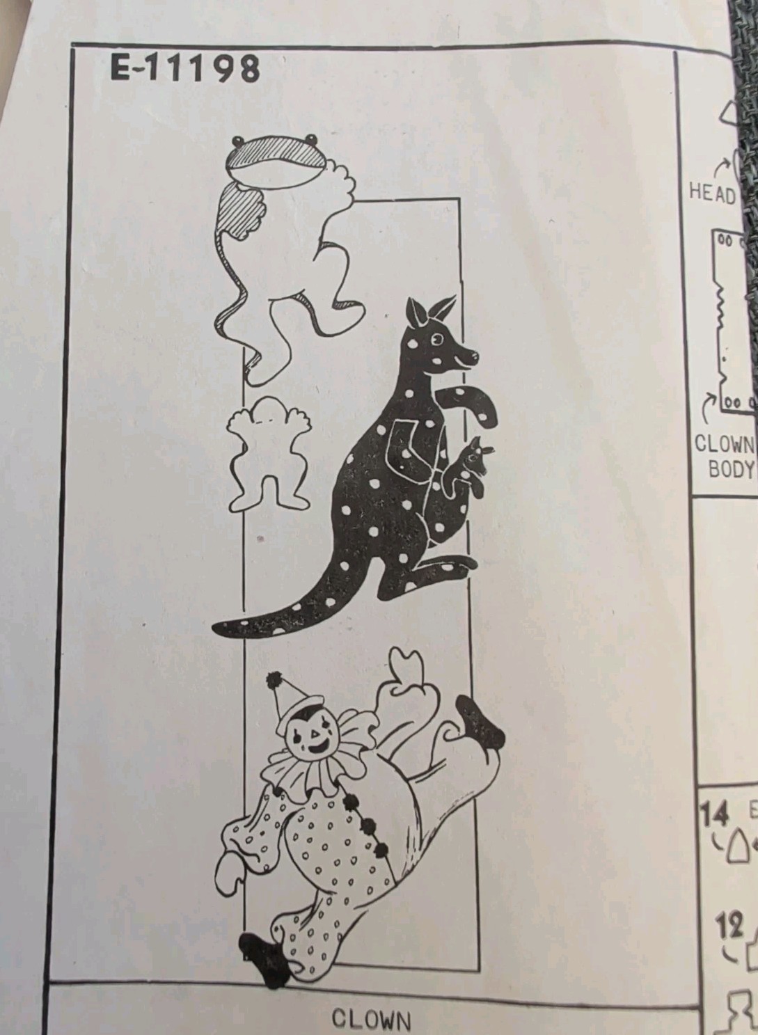 Vintage 1930s Sewing Pattern Clown Kangaroo and Bean Frog Toys Antique Uncut FF
