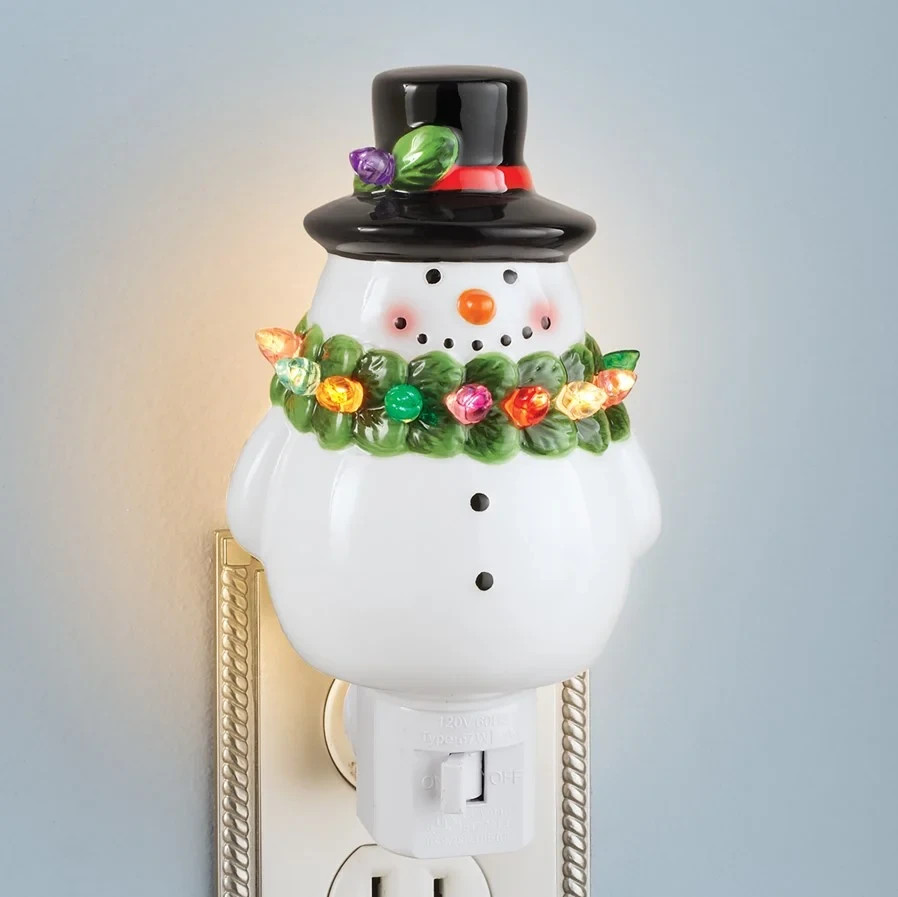 Festive Ceramic Frosty The Snowman Christmas Home Night Light Festive Ceramic Frosty The Snowman Christmas Home Night Light
