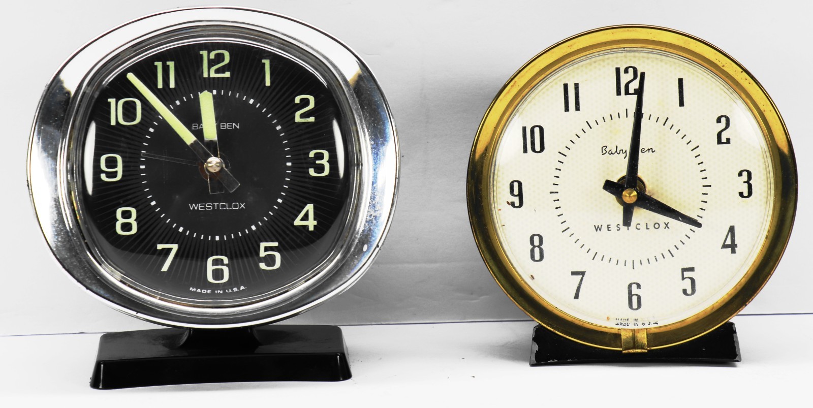 Vintage Westclox Baby Ben Wind-Up Alarm Clocks Lot of 2