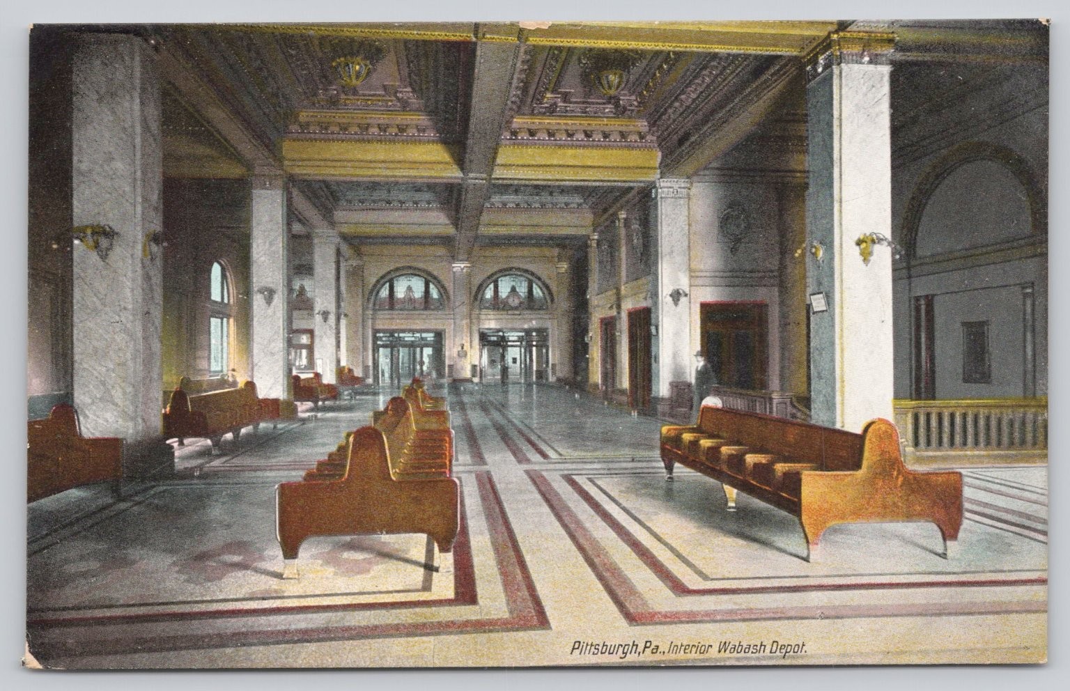 Pittsburgh PA Wabash Depot Interior Vintage Postcard Hugh C. Leighton 1900s