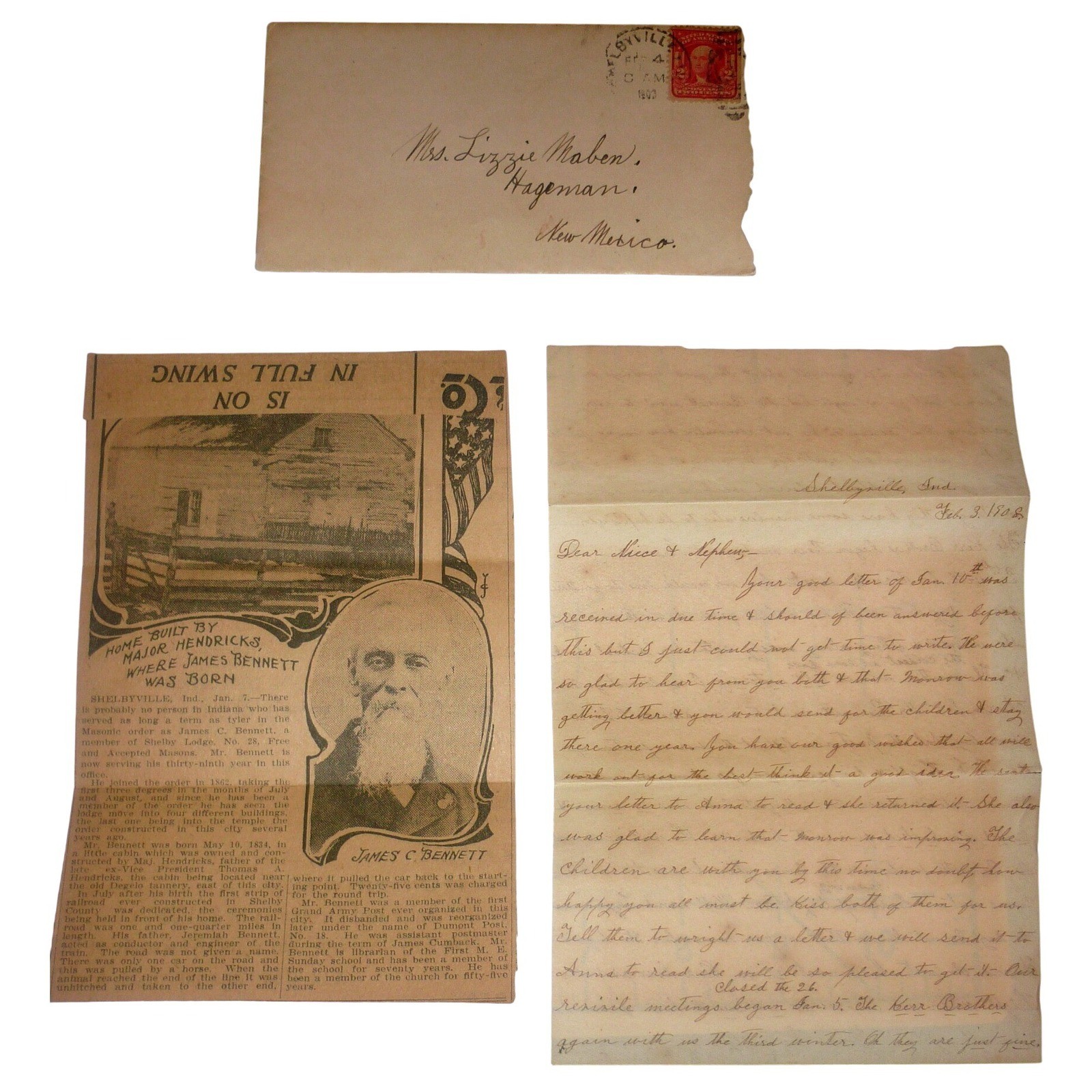 1908 New Mexico Territorial Hageman NM Ghost Town Letter Archive Clipping