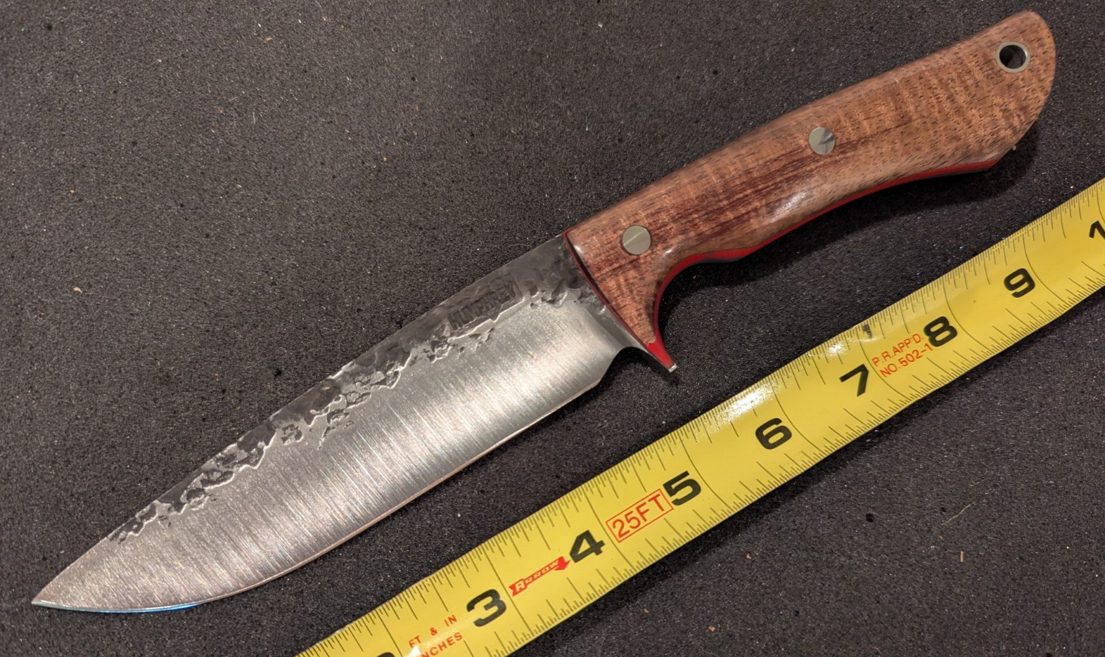 Lon Humphrey Knife Custom Delta Tasmanian Blackwood, Red Liners Lon Humphrey Knife Custom Delta Tasmanian Blackwood, Red Liners