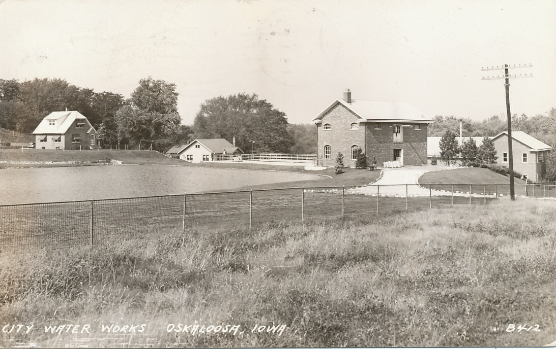 Oskaloosa IA * City Water Works  1941  RPPC  L.L. Cook B412 * Mahaska Co.