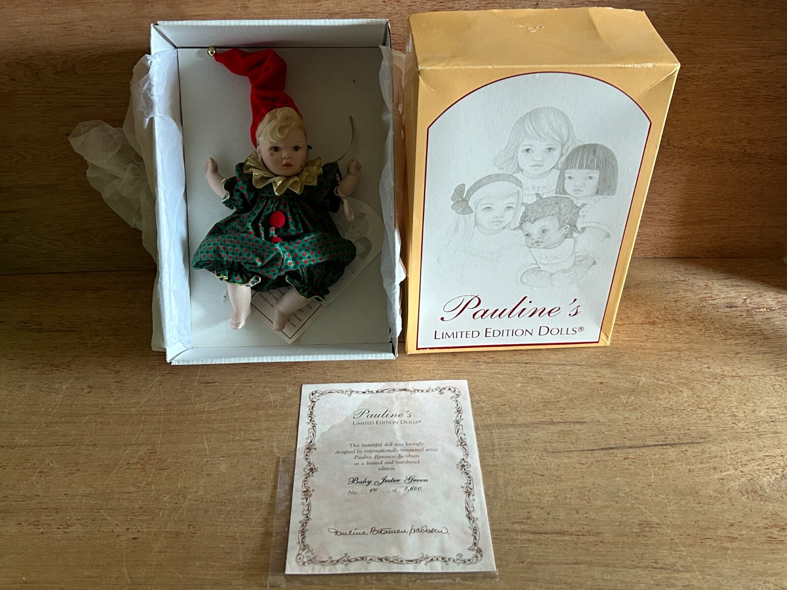 Pauline Baby Jester Doll Green Jumpsuit COA 8