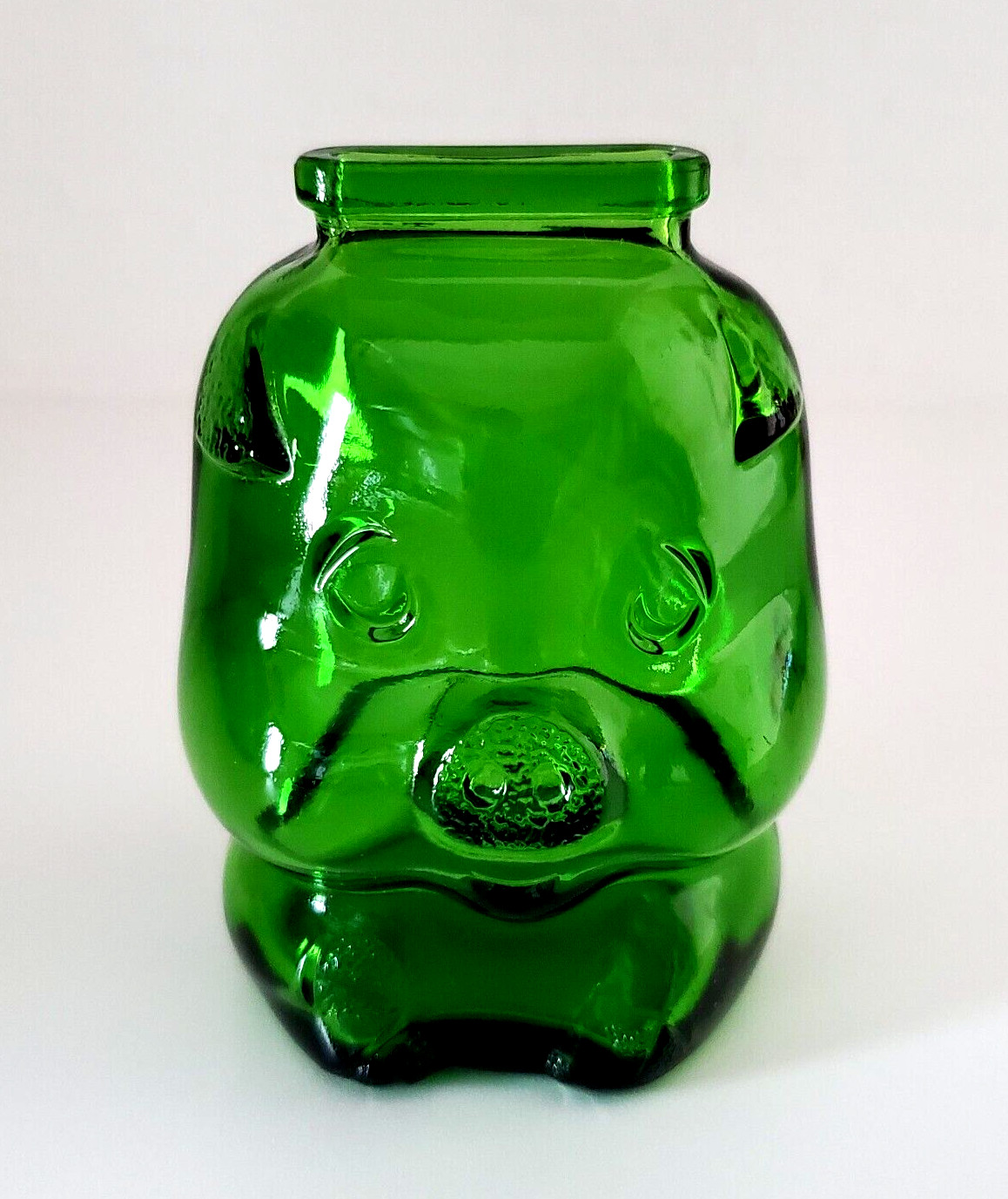 Adelia Japan Green Glass Pig Piggy Bank 1976 Showa Retro Vintage Cute & Rare