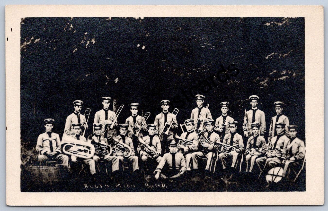 K51/ Alden Michigan RPPC Postcard c1910 Band Members Uniforms 114 K51/ Alden Michigan RPPC Postcard c1910 Band Members Uniforms 114