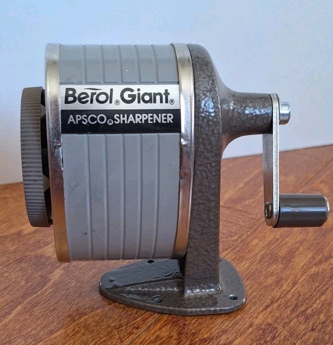 Vintage Berol Giant APSCO 6 Hole Hand Crank Pencil Sharpener Wall Desk Mount