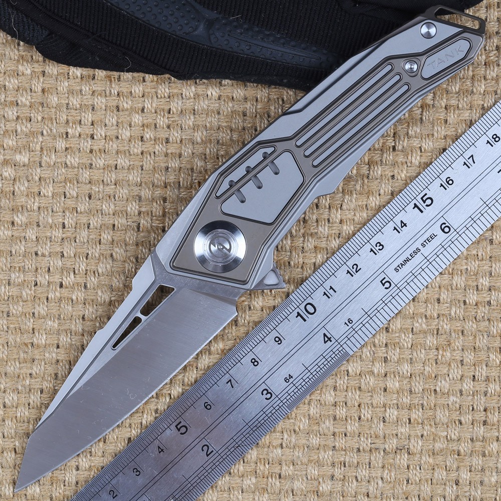 Maxace Tank Titanium Handle Bearing Flipper M390 Blade Tactical Pocket Knife