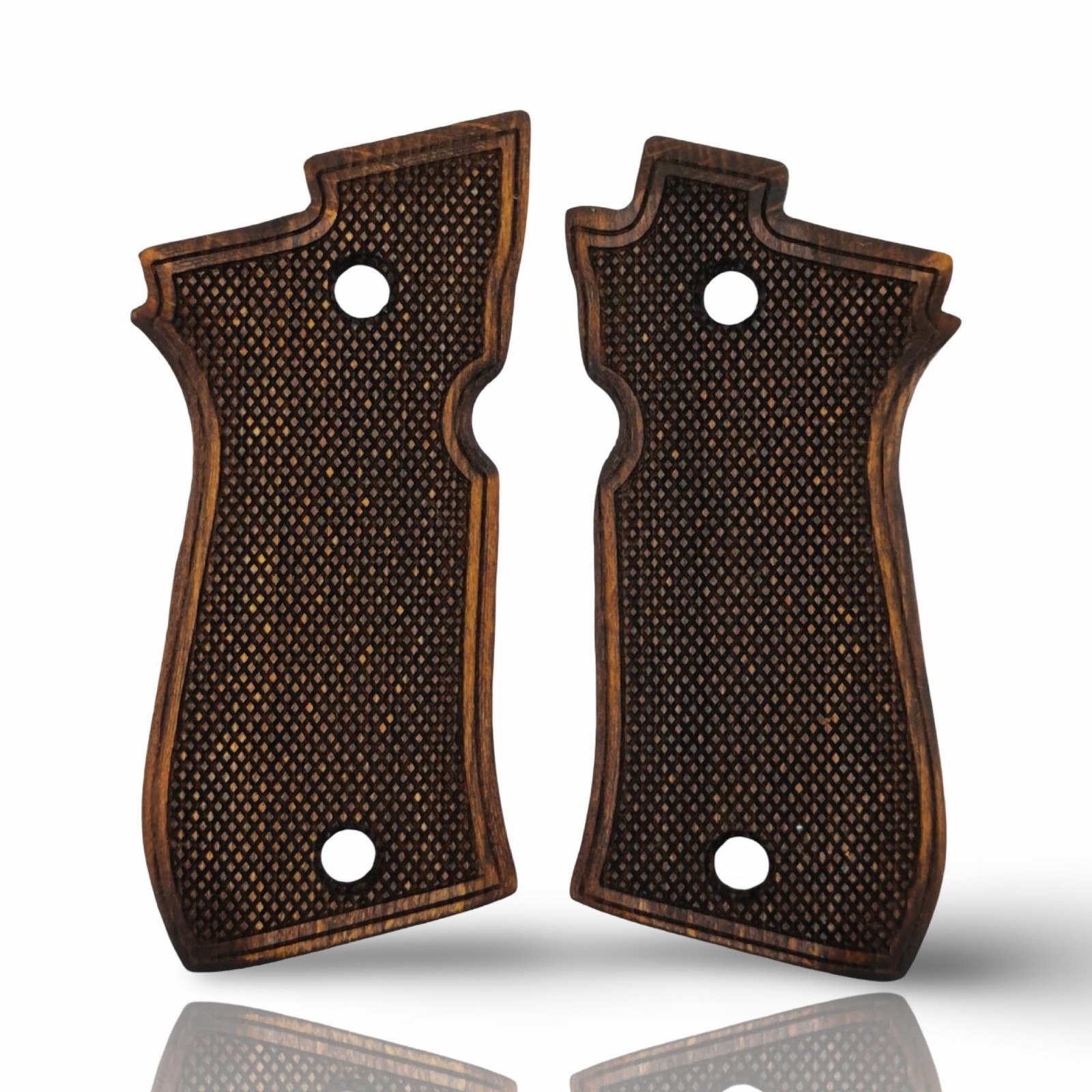Zib Grips for Beretta F81/F84 Real Wood Checkered Brown Durable Comfortable