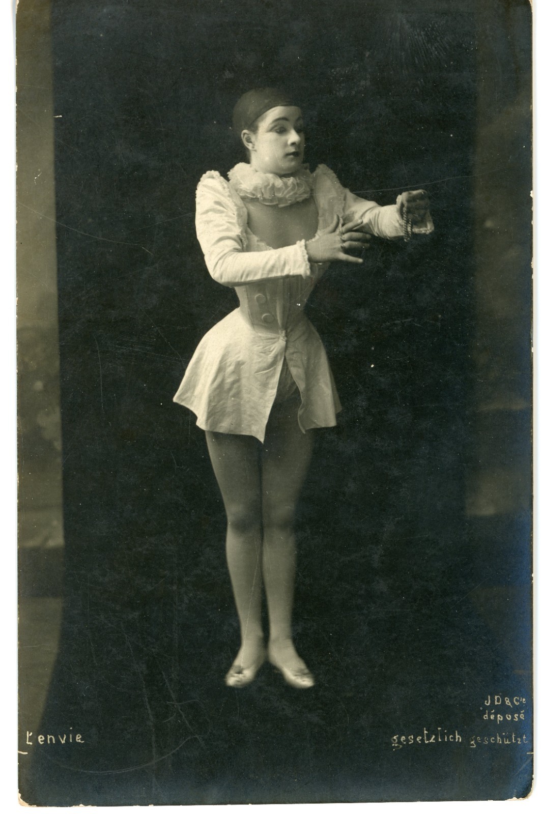 Art Deco Wasp-Waist Pierrot Envy Original Photo Postcard RPPC