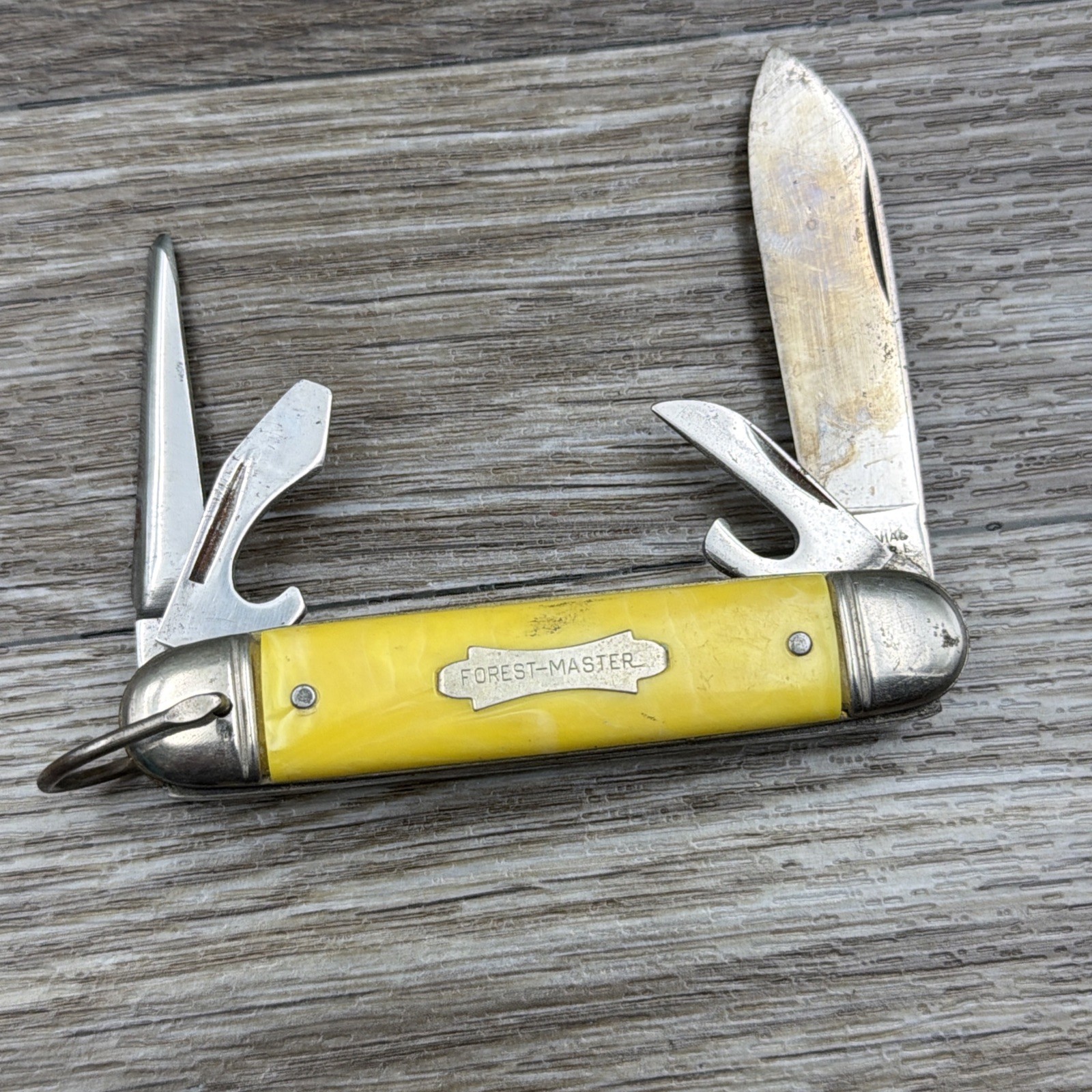Vtg COLONIAL USA FOREST MASTER UTILITY 4 BLADE Rare Yellow USA