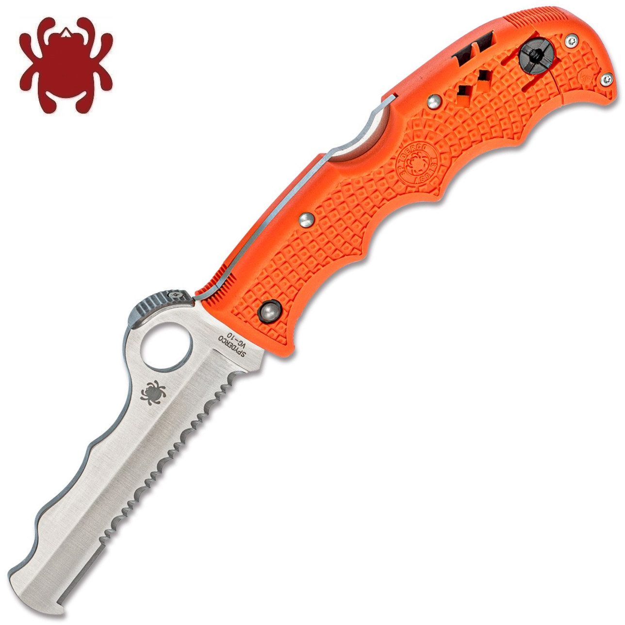 Spyderco Assist Rescue VG10 Combo Blade Orange FRN Handles Glass Breaker C79PSOR Spyderco Assist Rescue VG10 Combo Blade Orange FRN Handles Glass Breaker C79PSOR