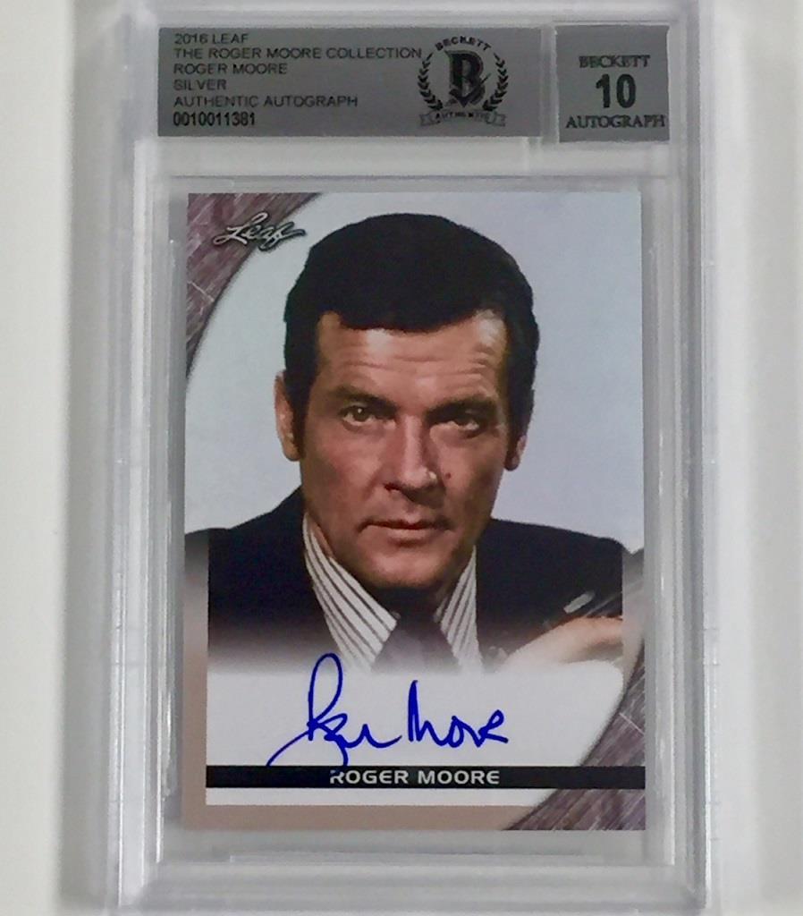Leaf ROGER MOORE COLLECTION Autograph Card SILVER SP * BGS 10 Auto * Beckett BAS