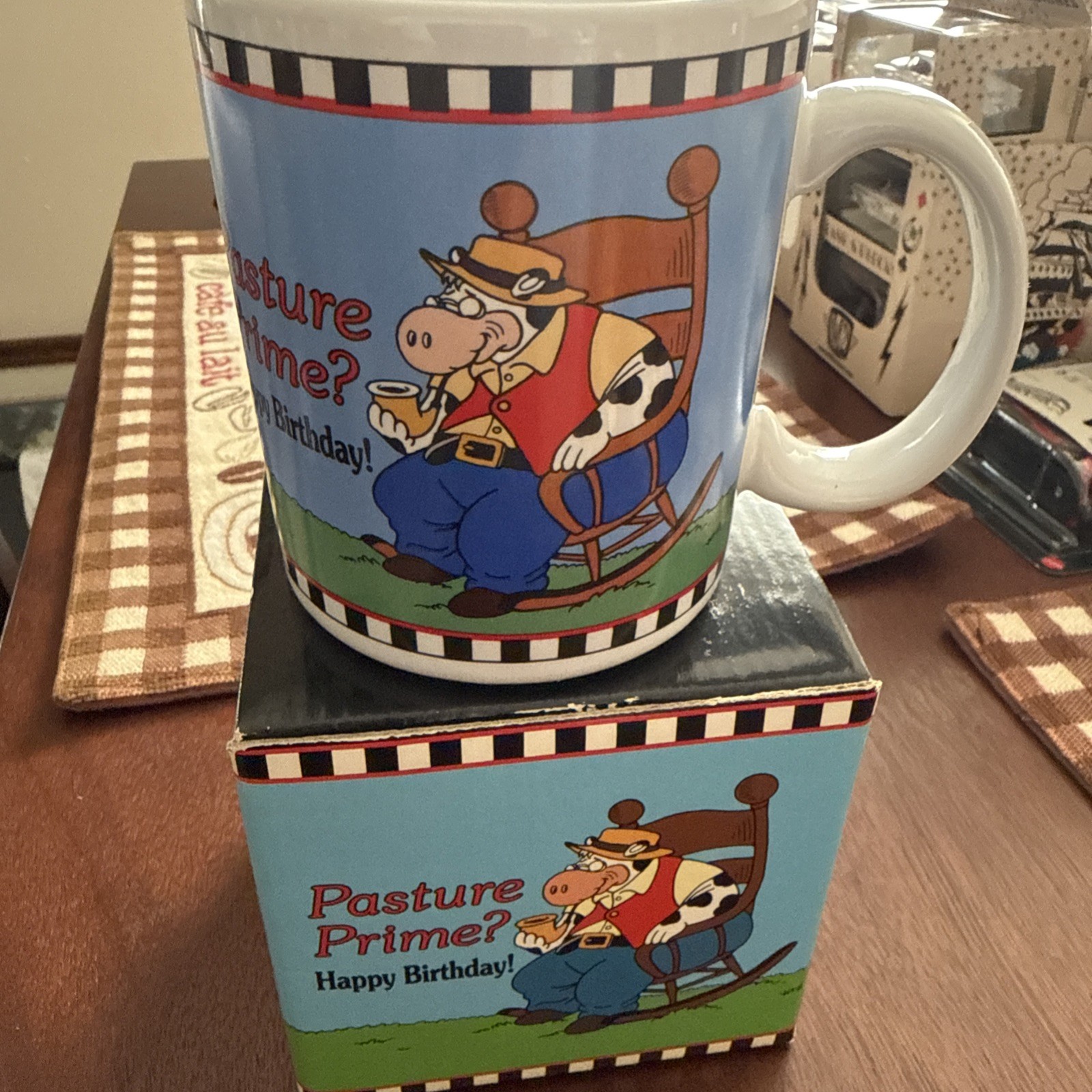 Papel Freelance Pasture Prime? Happy Birthday Coffee Mug Cup New NOS Papel Freelance Pasture Prime? Happy Birthday Coffee Mug Cup New NOS