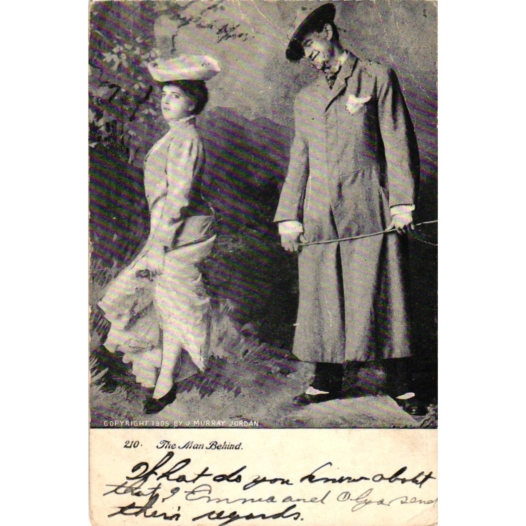 Antique 1905 J Murray Jordan Postcard 210 The Man Behind Humorous 1908 Postmark