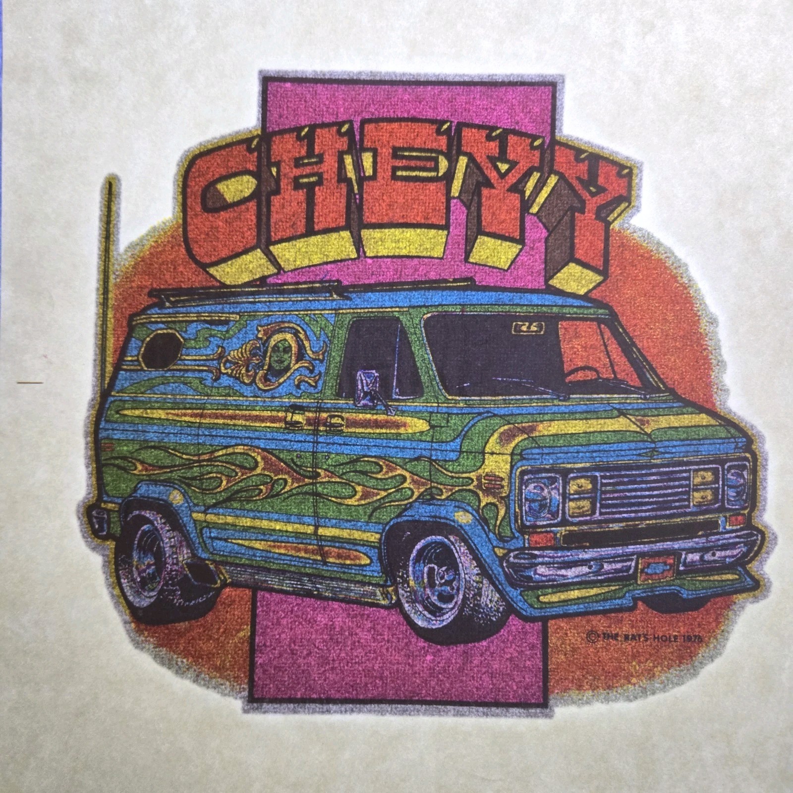 Vtg Porter's Roach Iron-On Decal 1976 Chevy Van The Rat's Hole Art Boogie Van