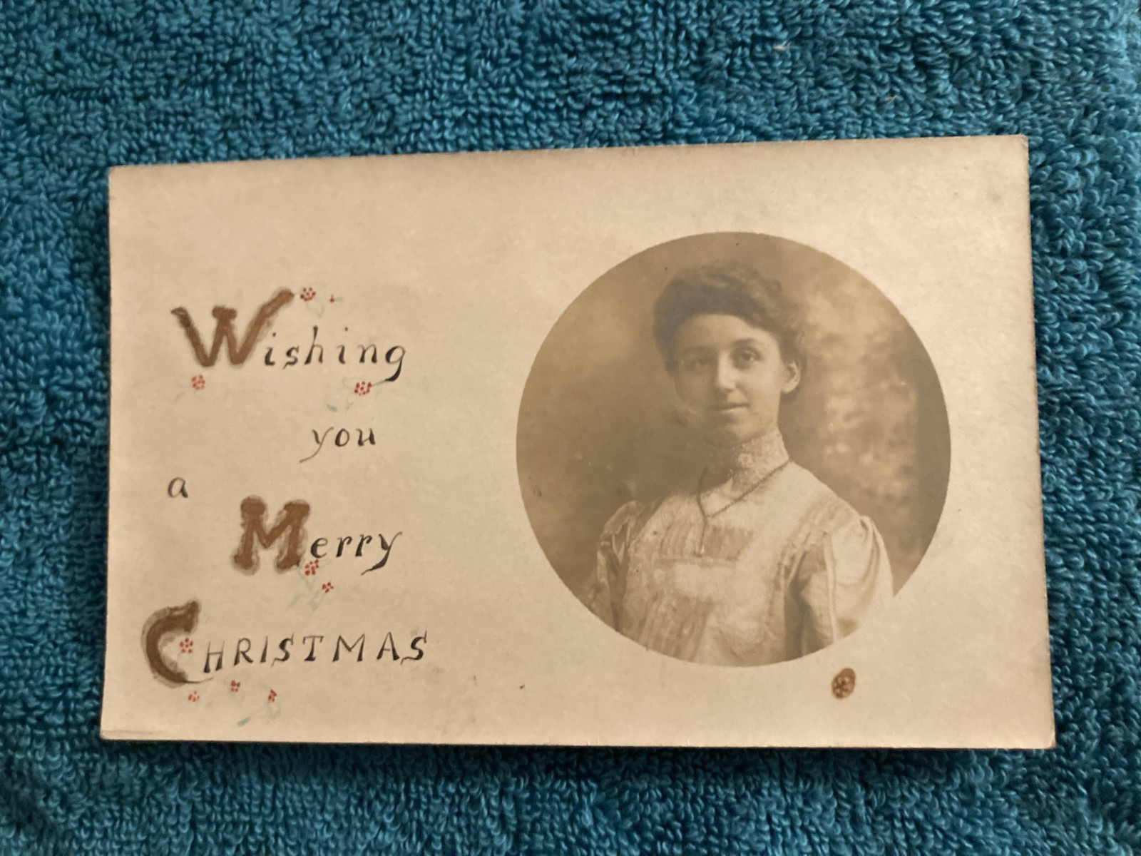 RPPC Wishing a Merry Christmas Postcard Clara Leyrer Unionville Michigan c1910