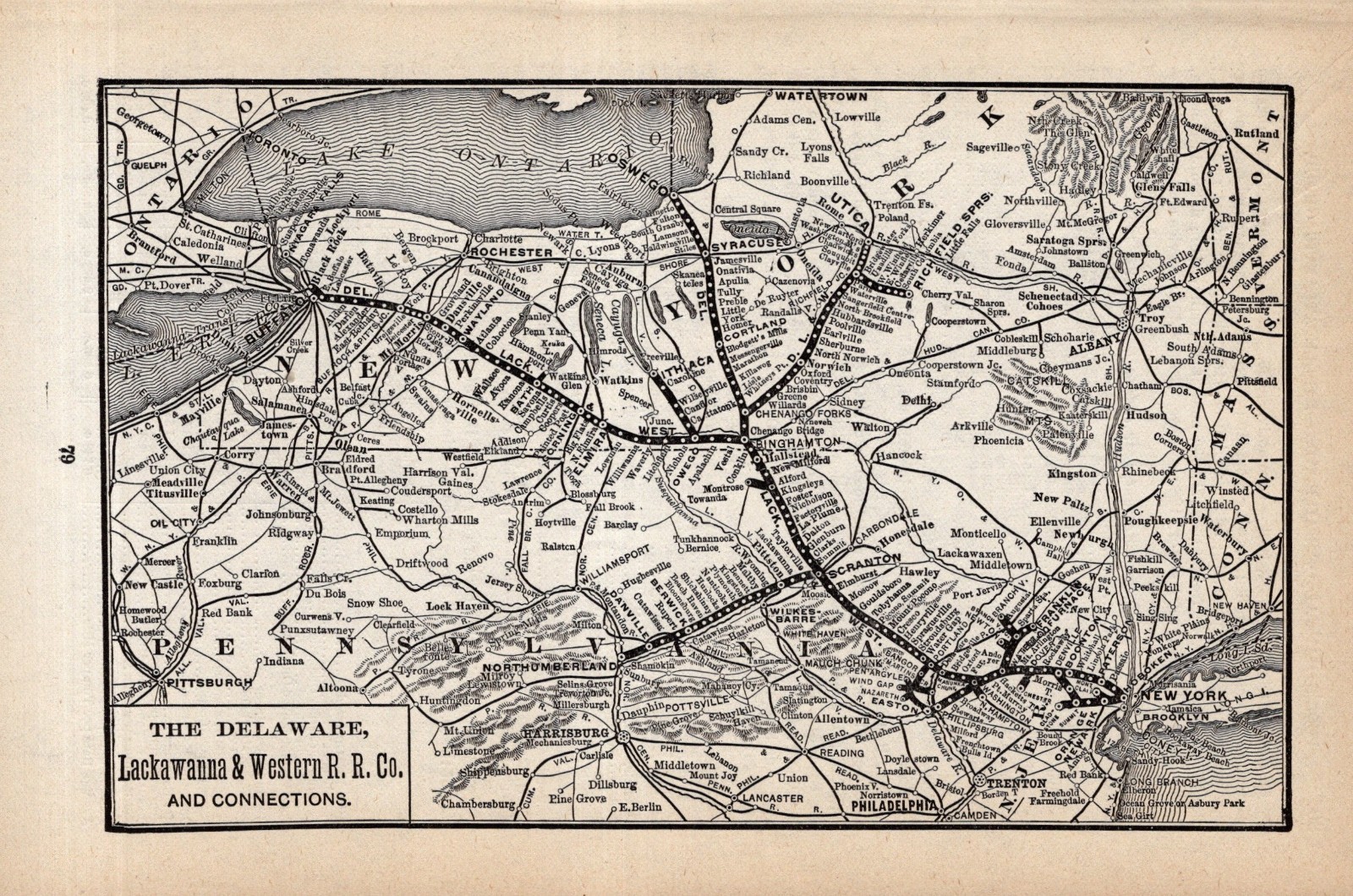 1902 Delaware Lackawanna & Western Railroad Vintage Railway Map  2724