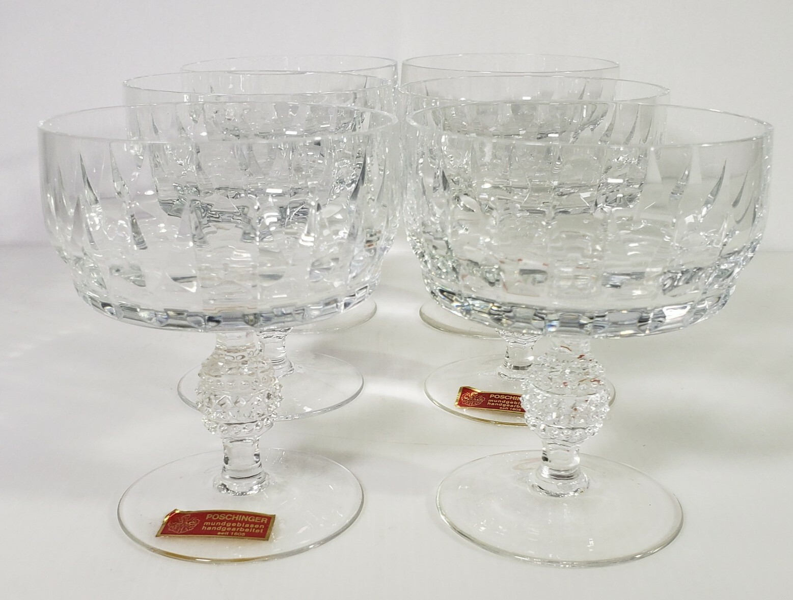 6 Poschinger Vintage Crystal Glasses Set, 4.5 Inches Tall 6 Poschinger Vintage Crystal Glasses Set, 4.5 Inches Tall