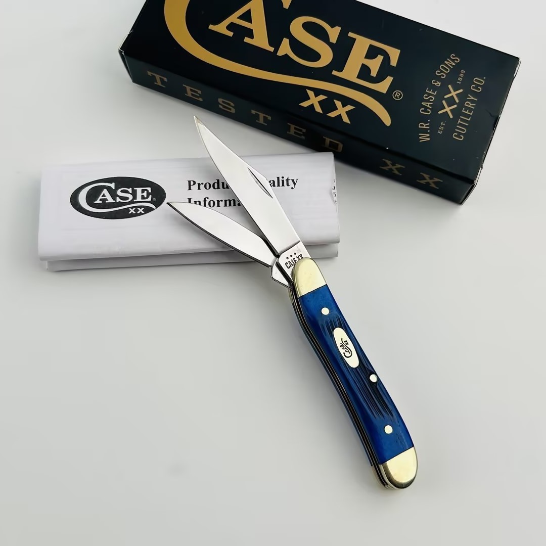 Case xx Knives 25596 Sawcut Jig Caribbean Blue Bone Peanut Stainless Steel Blade