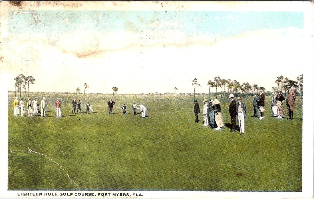 1923, GOLFING, Eighteen Hole Golf Course, FORT MYERS, Florida Postcard