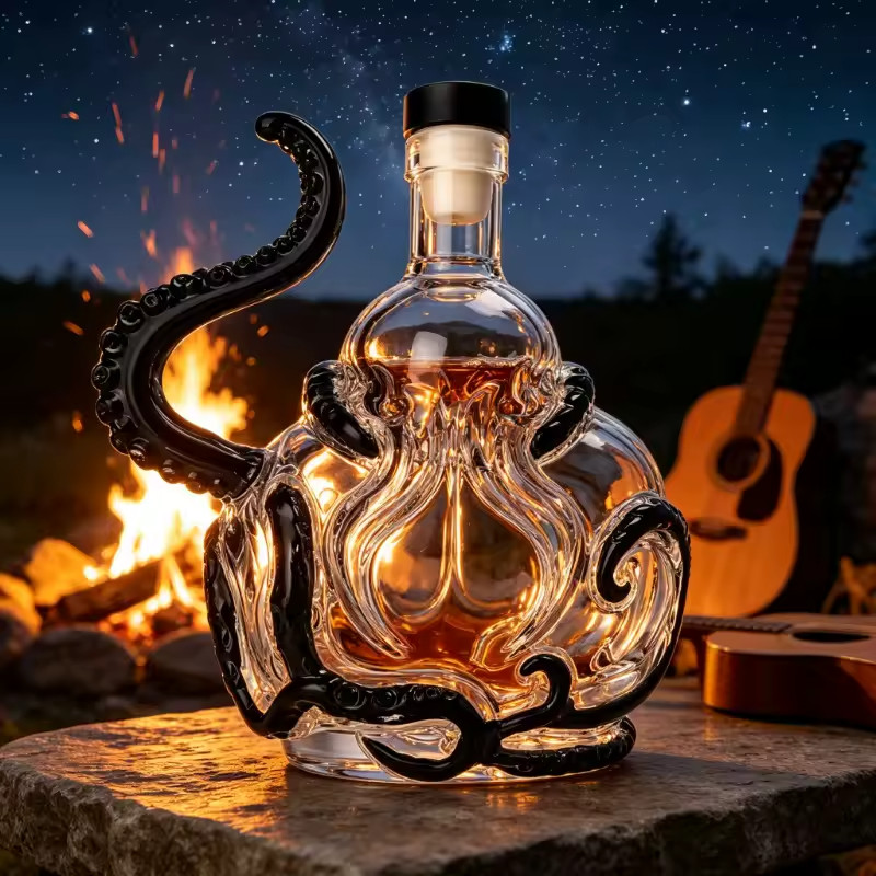 NEW Unique Octopus Shape Clear Glass Decanter Whiskey 350ml Carafe Liquor Bottl NEW Unique Octopus Shape Clear Glass Decanter Whiskey 350ml Carafe Liquor Bottl