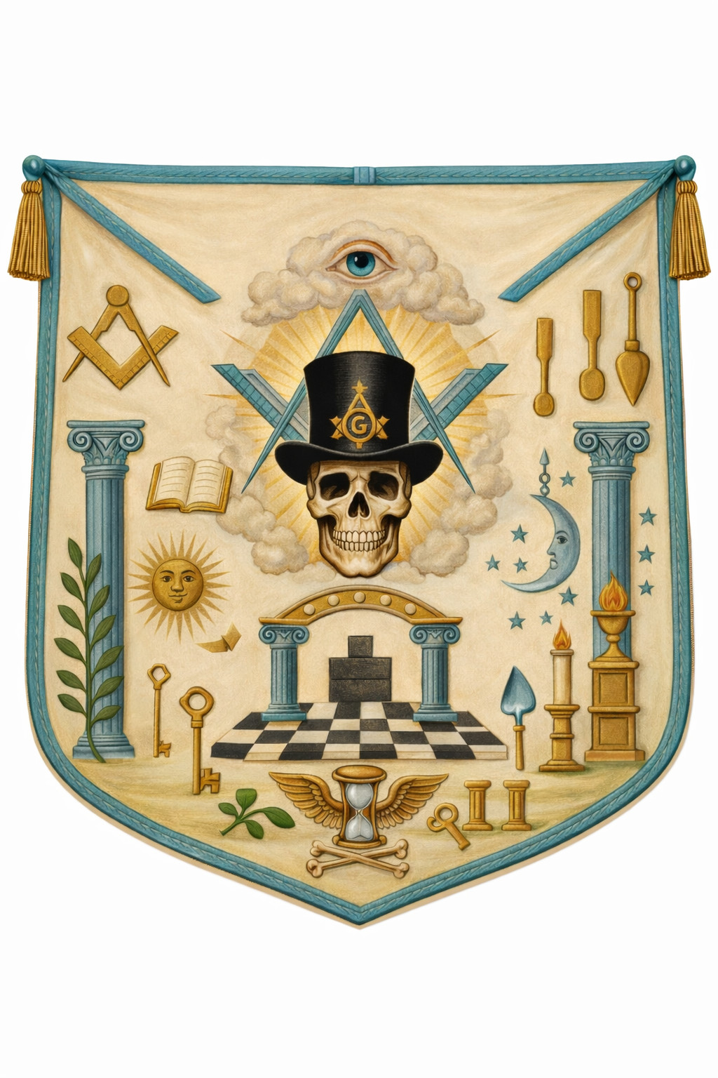 Masonic Hand Painted Apron Custom Handcrafted Freemason Regalia