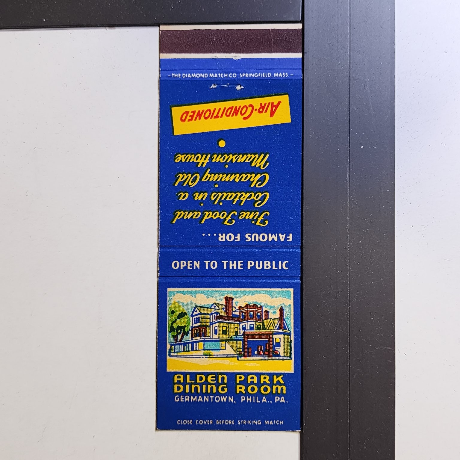 Alden Park Dining Room Germantown Philadelphia Vintage Mansion Matchbook