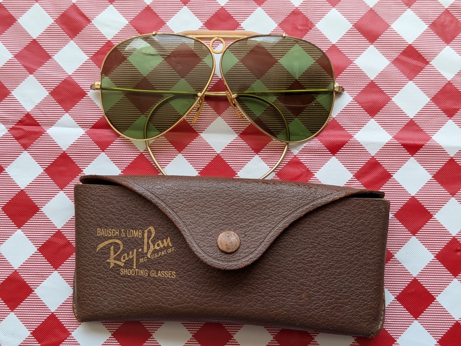 ORIGINAL WWII AAF BAUSCH & LOMB RAY BAN AVIATOR SUNGLASSES 1/10 12K GOLD FILLED