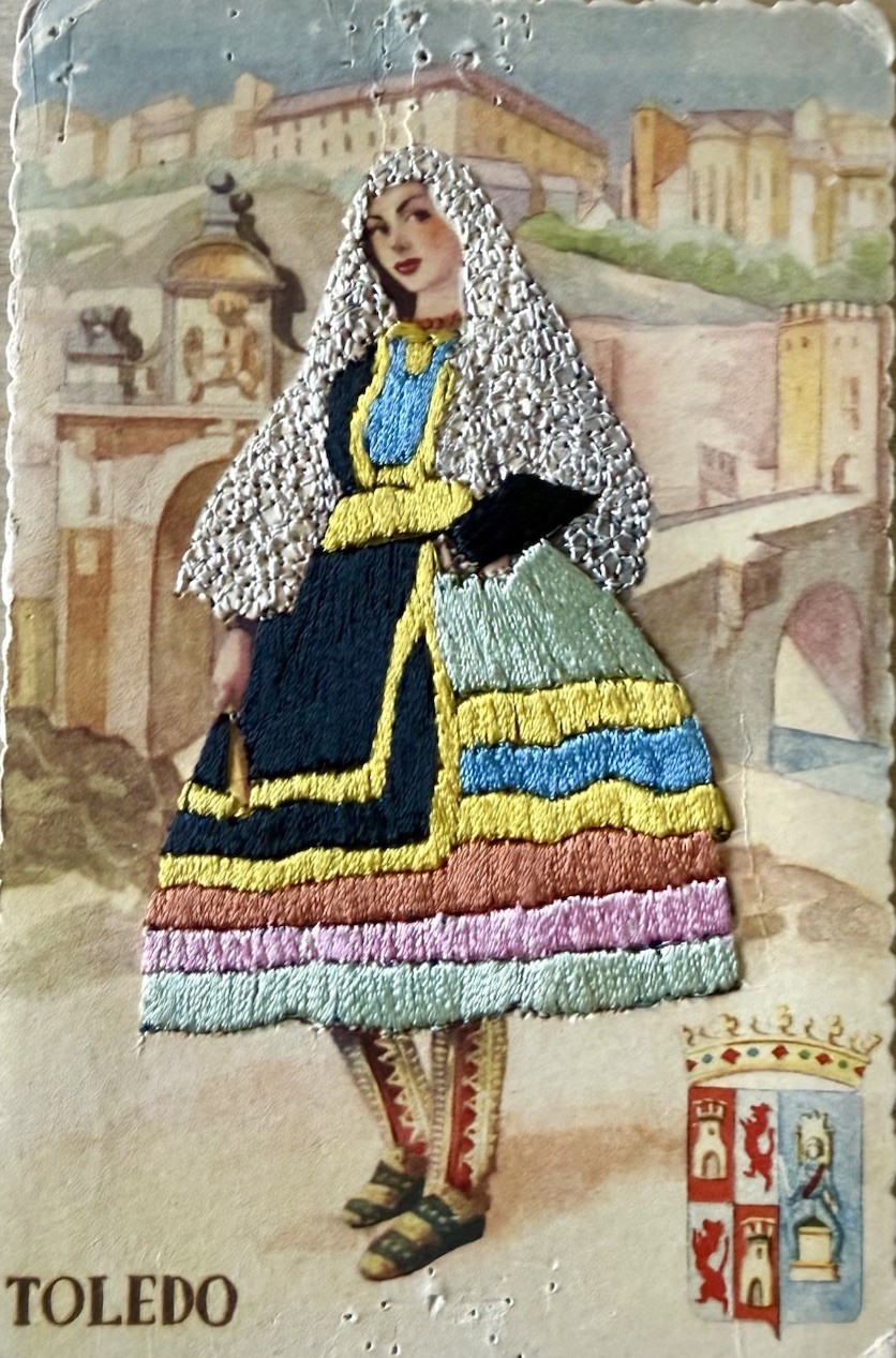 VTG Embroidered Postcard Traditional Ethnic Dress Spain Toledo Postales Esperon