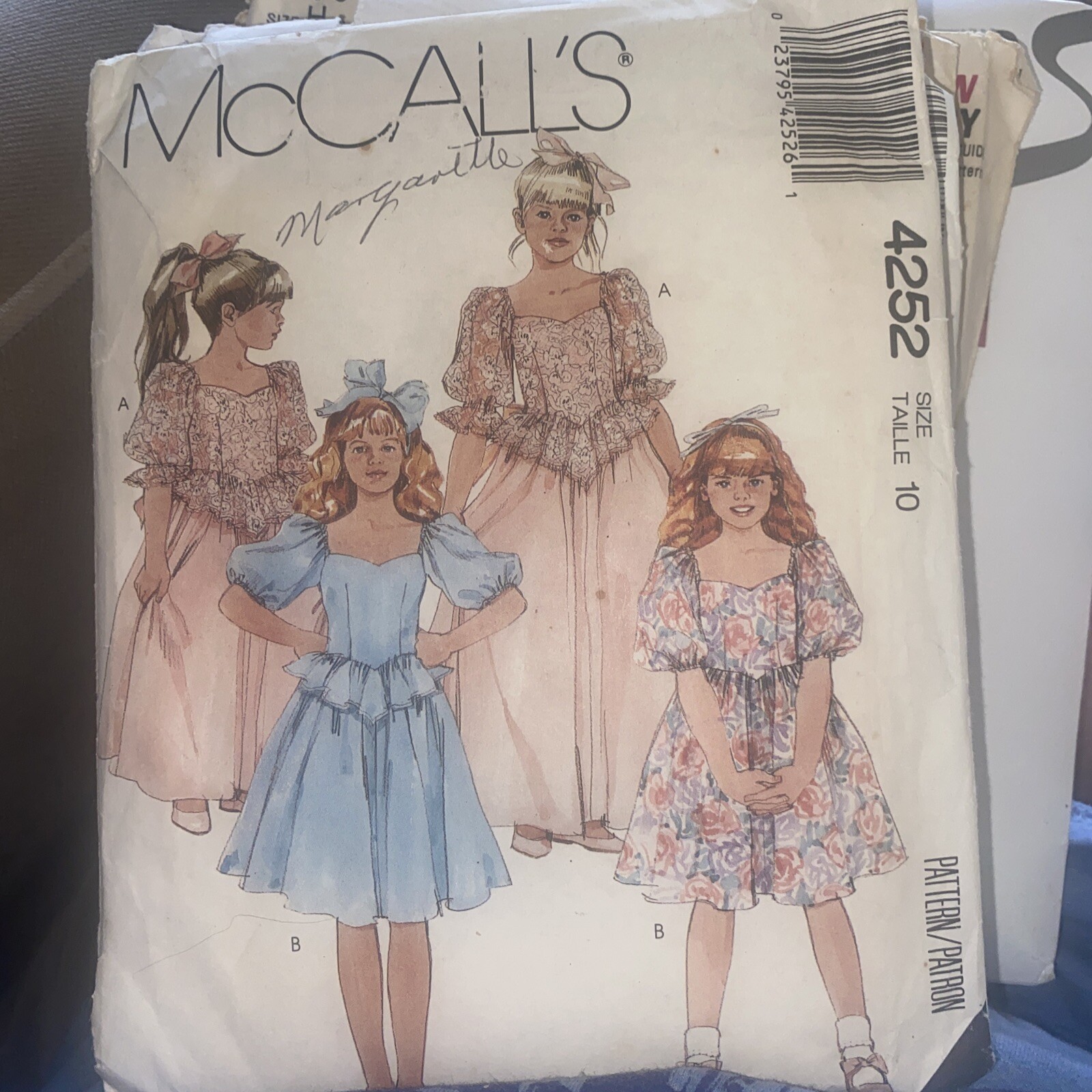 McCalls 4252 Girls Gown or dress size 10 Pattern Year 1989 w/ or without peplum.