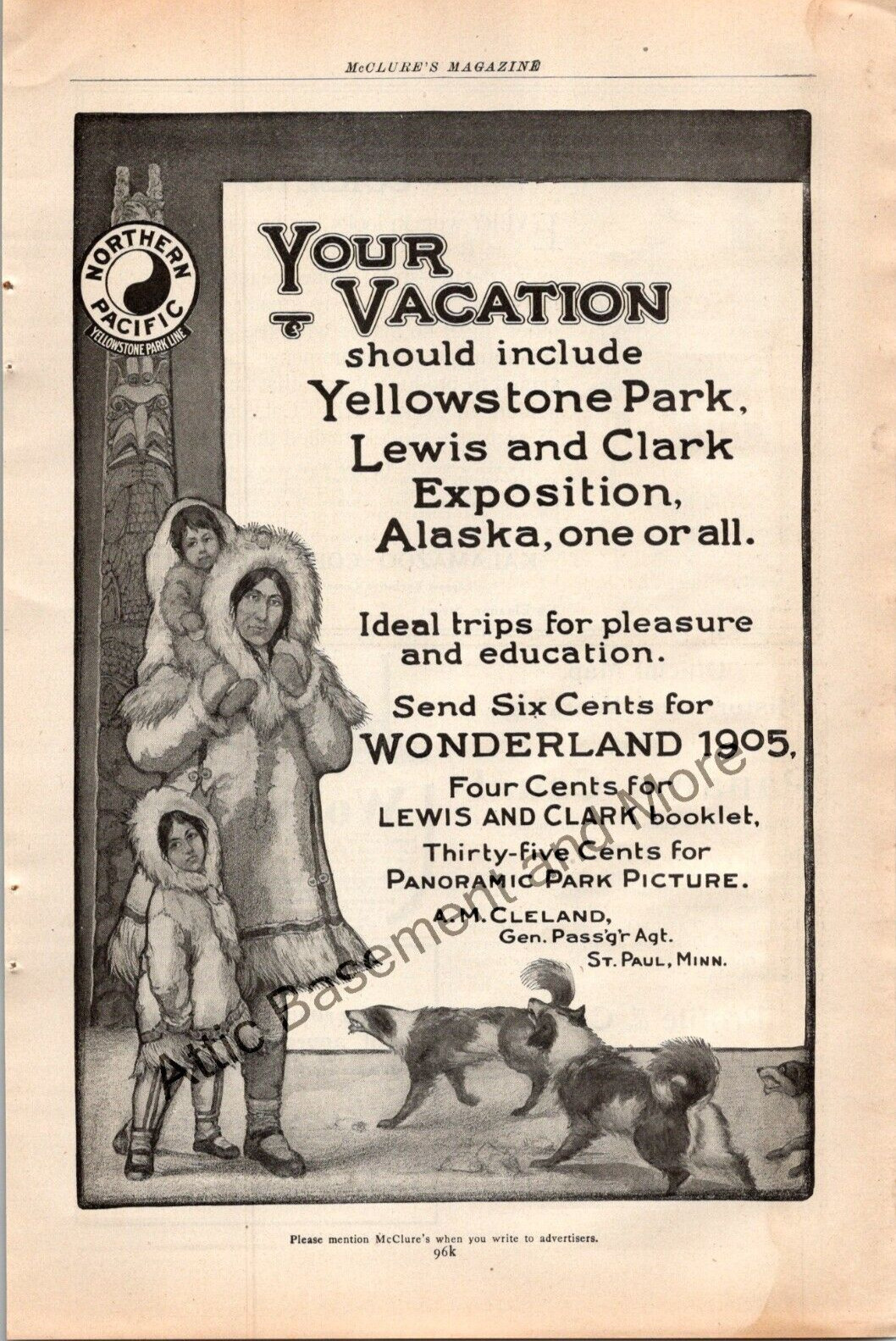 Yellowstone Park Line Wonderland 1905 Print Ad Vintage Ephemera Wall Art Decor
