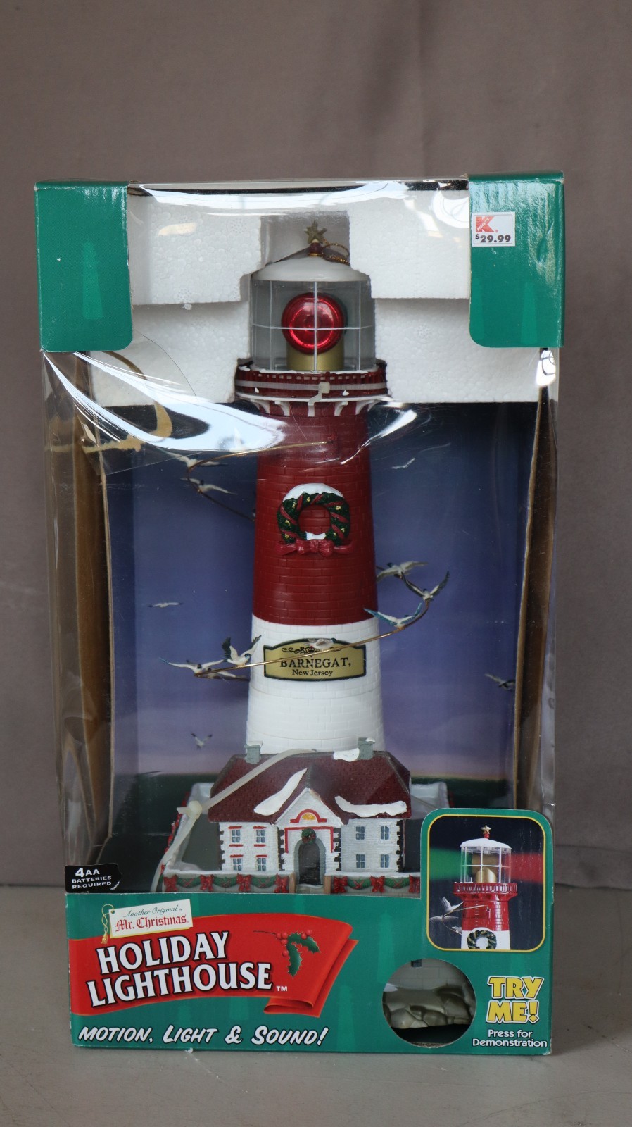 Lighthouse Barnegat New Jersey RED WHITE Motion Gulls Beacon Light & Sound 2000