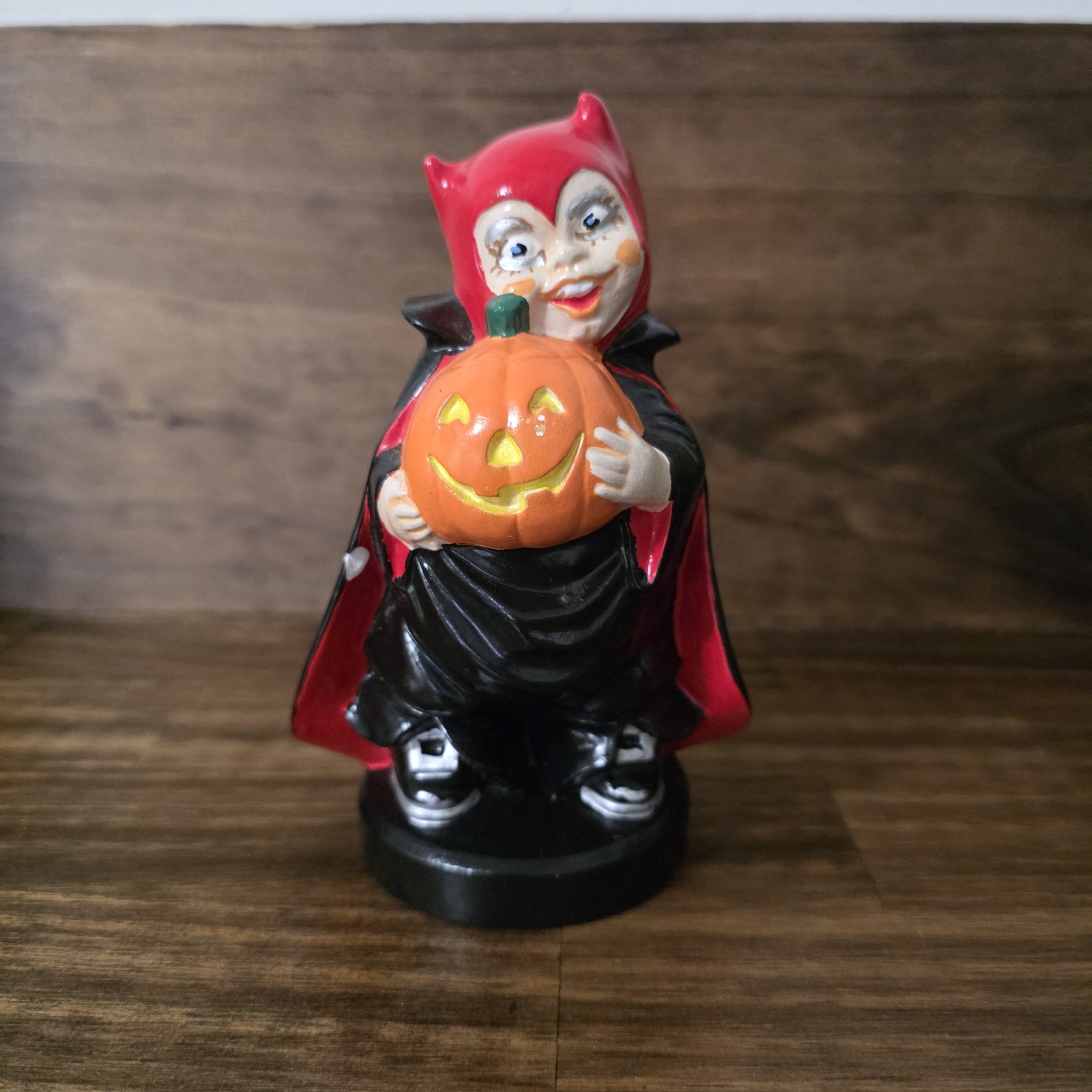Vintage Byron Molds Halloween Ceramic Boy In Devil Costume 1981, 5.75\
