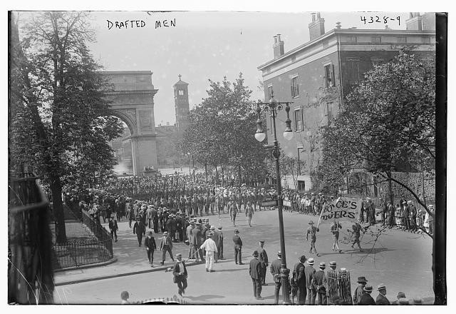 New York City NY 1917 Drafted Men Soldiers Parade Washington Square Arch