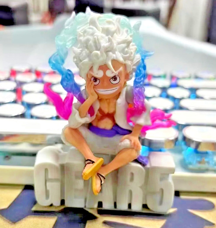 One Monkey D Luffy Gear 5 White Hair Sitting Figure Statue Toy Gift Anime Figura