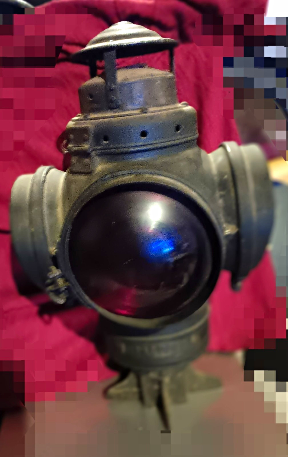 Vintage Railroad Signal Lantern/Lamp Multi-Lens w/ Red & Blue Lenses