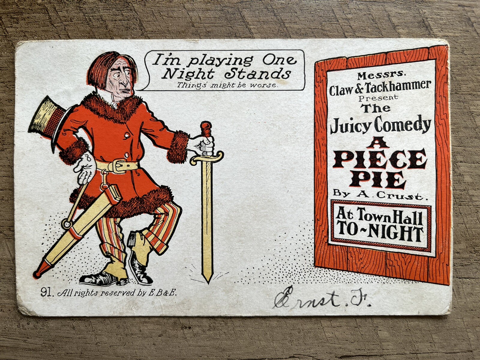 c1907 - Piece of Pie & One Night Stands, Prior Lake, MN Posted Antique Postcard