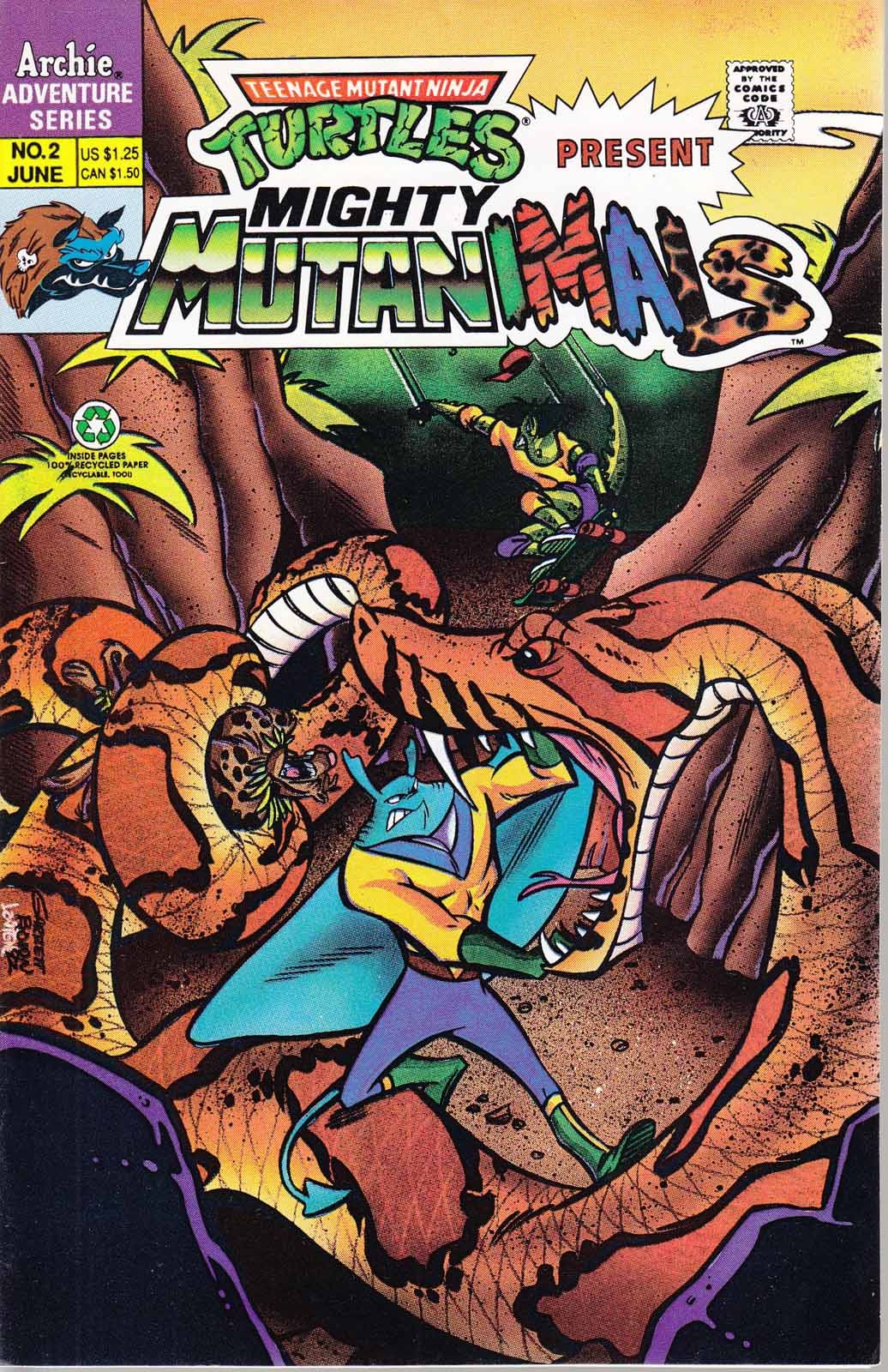 Mighty Mutanimals #2 FN; Archie | TMNT Presents - w/Bag+Board