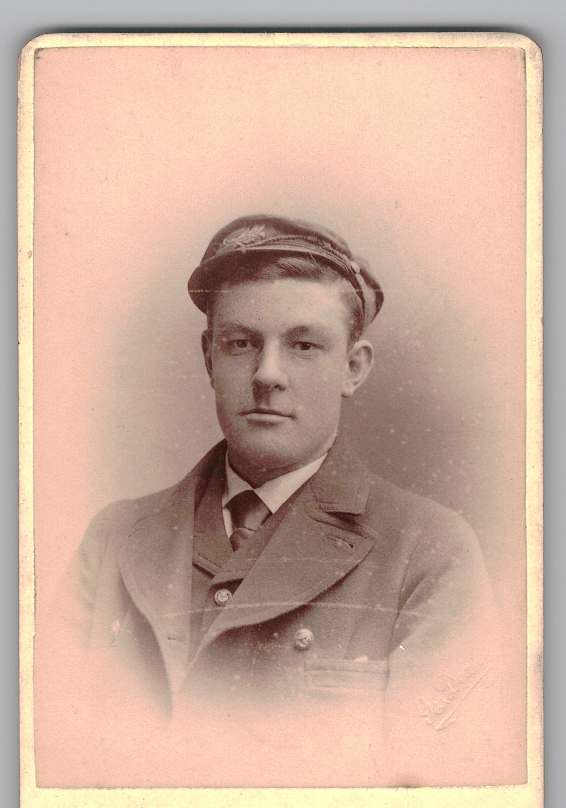 Antique CDV George Dear Young Handsome Man Wearing Cap Suit Sheffield England Antique CDV George Dear Young Handsome Man Wearing Cap Suit Sheffield England